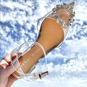 BNIB Gianni Bini Vailie Rhinestone Clear Pointed Toe Flats.